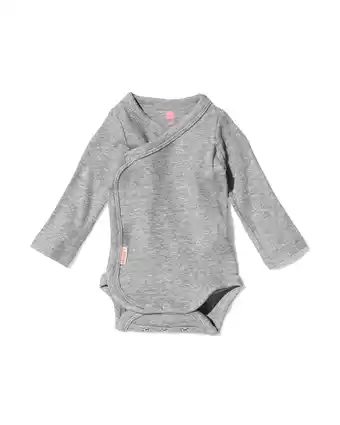 HEMA Hema newborn overslagbody rib met bamboe stretch grijsmelange (grijsmelange) aanbieding