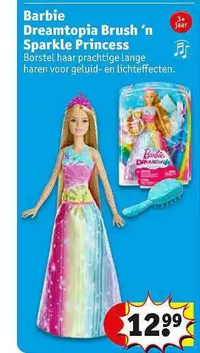 Kruidvat Barbie Dreamtopia Brush 'n Sparkle Princes aanbieding