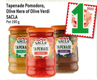 Louis Delhaize Tapenade Pomodoro, Olive Nere of Olive Verdi SACLA Pot 190 g aanbieding