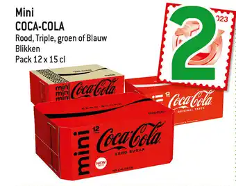 Mini COCA-COLA Rood, Triple, groen of Blauw Blikken Pack 12 x 15 cl