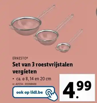 Lidl Set van 3 roestvrijstalen vergieten aanbieding