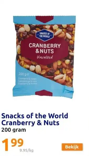 Action Snacks of the world cranberry & nuts aanbieding