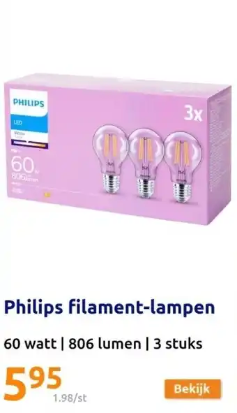 Action Philips filament-lampen aanbieding