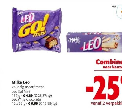 Colruyt Milka leo volledig assortiment leo go! mini aanbieding