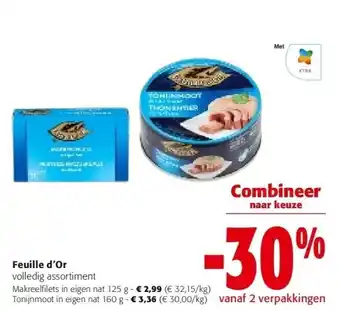 Colruyt Makreelfilets in eigen nat 125 g aanbieding