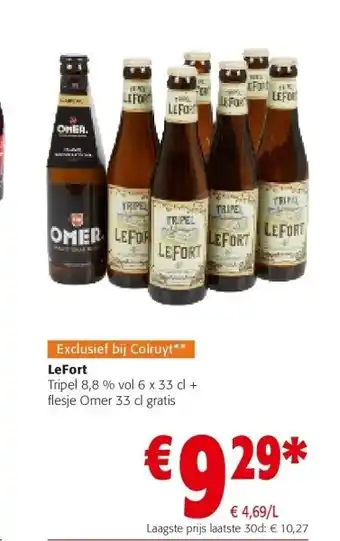Colruyt Lefort tripel 8,8 % vol 6 x 33 cl + flesje omer 33 cl gratis aanbieding