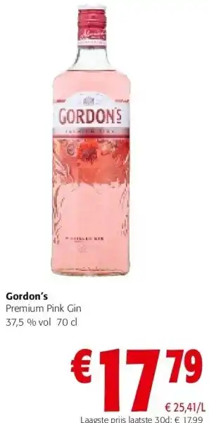 Colruyt Gordon's premium pink gin 37,5 % vol 70 cl aanbieding