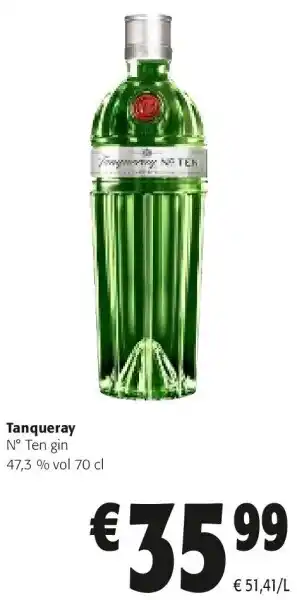 Colruyt Tanqueray n° ten gin 47,3 % vol 70 cl aanbieding