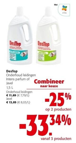 Colruyt Destop onderhoud leidingen intens parfum of javel aanbieding