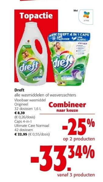Colruyt Dreft alle wasmiddelen of wasverzachters vloeibaar wasmidde aanbieding