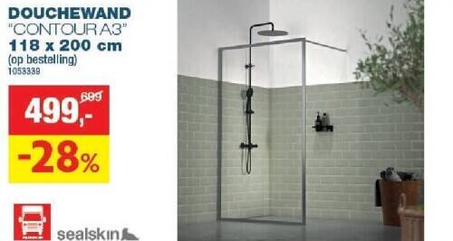 Hubo Douchewand contour a3 aanbieding