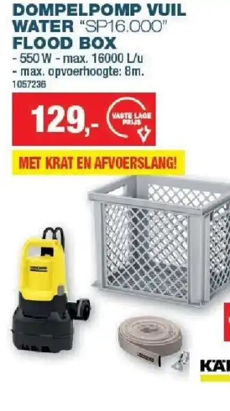 Hubo Dompelpomp vuil water sp16.000 flood box aanbieding