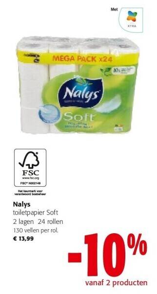 Colruyt Nalys toiletpapier soft aanbieding