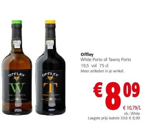 Colruyt Offley white porto of tawny porto 19,5 vol 75 cl aanbieding