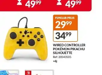 Fun Wired controller pokémon pikachu silhouette aanbieding