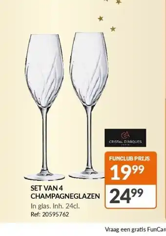 Set van 4 champagneglazen