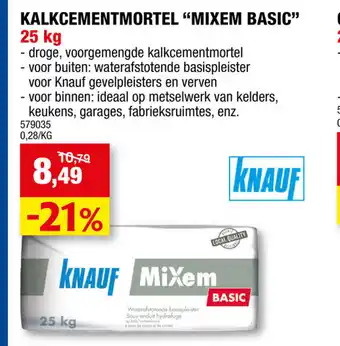 Hubo Kalkcementmortel Mixem Basic 25kg aanbieding