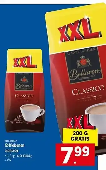 Lidl Bellarom koffiebonen classico 1,2 kilo aanbieding