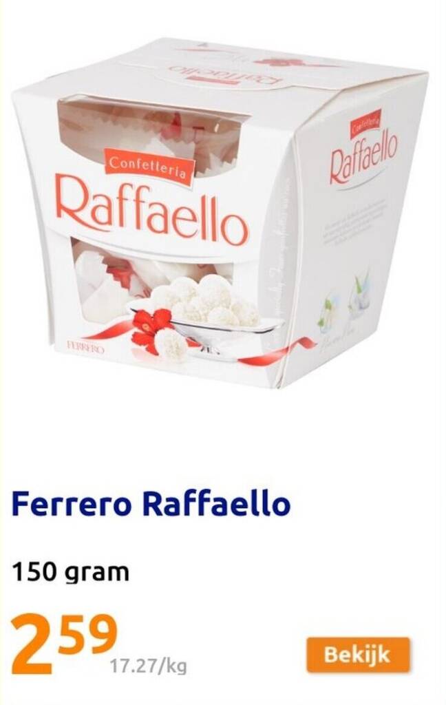 Action Ferrero Raffaello 150 gram aanbieding