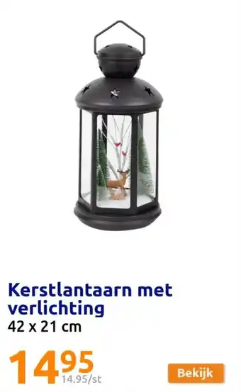 Action Kerstlantaarn met verlichting 42 x 21 cm aanbieding