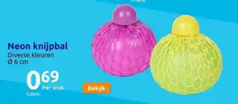 Action Neon knijpbal 6 cm aanbieding
