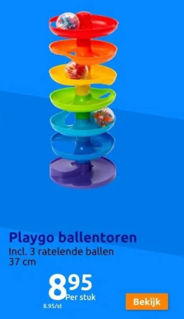 Action Playgo ballentoren 37 cm aanbieding
