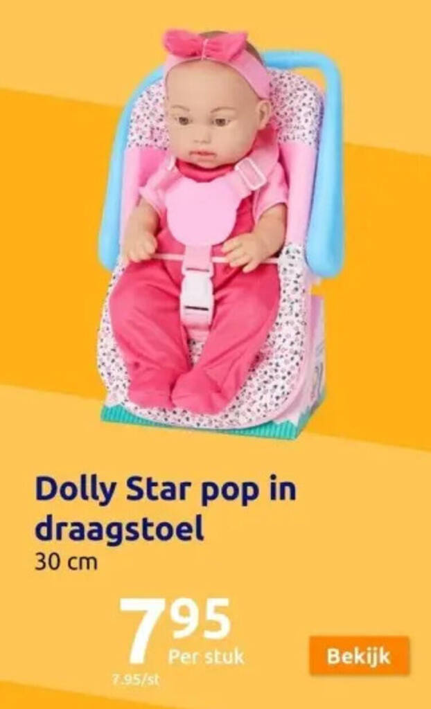 Action Dolly Star pop in draagstoel 30 cm aanbieding