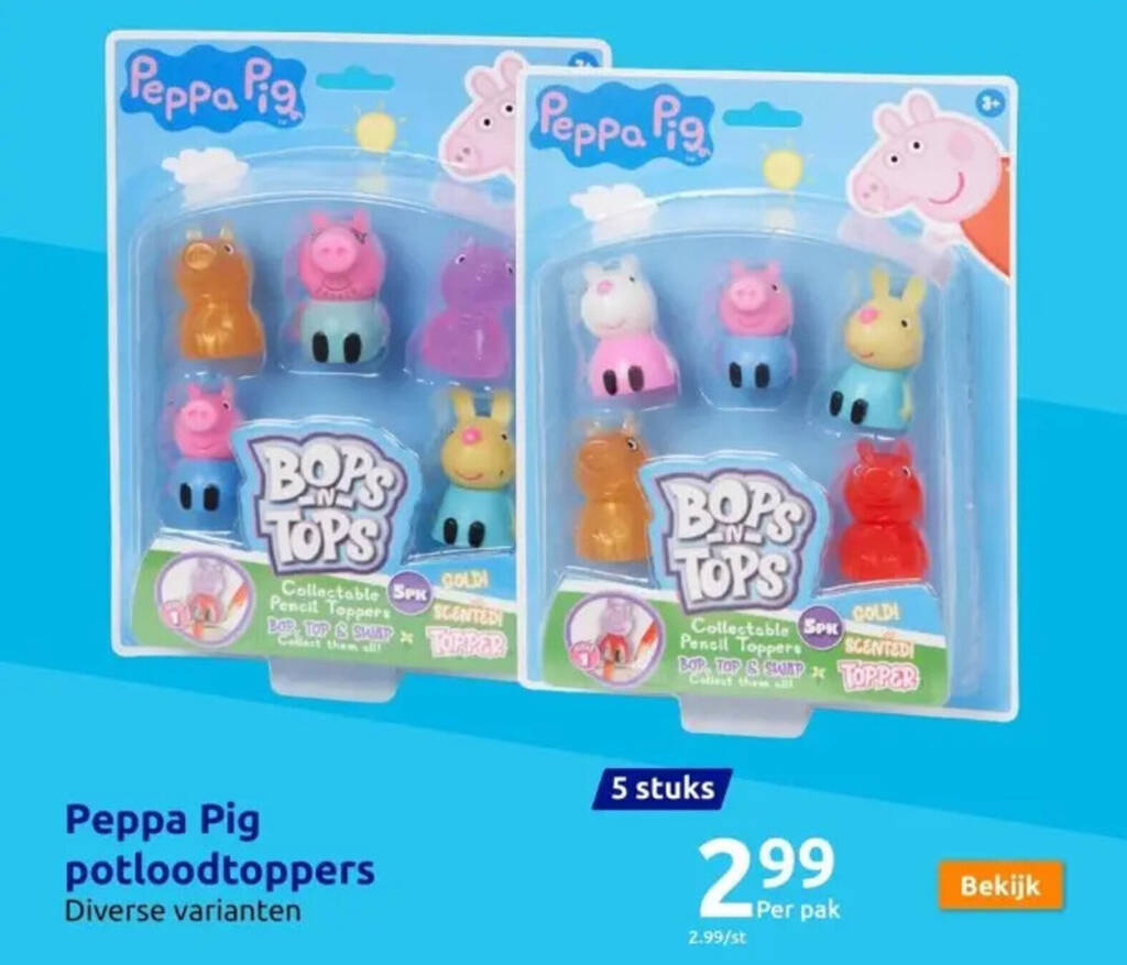 Action Peppa Pig potloodtoppers aanbieding