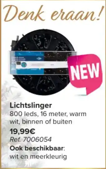 Lichtslinger 800 leds, 16 Lichtslinger 800 leds, 16 meter, warm wit, binnen of buiten 19,99€