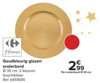 Carrefour Home Goudkleurig glazen onderbord Ø 30 cm, 2 kleuren beschikbaar aanbieding
