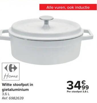 Carrefour Witte stoofpot in gietaluminium 3,6 L aanbieding