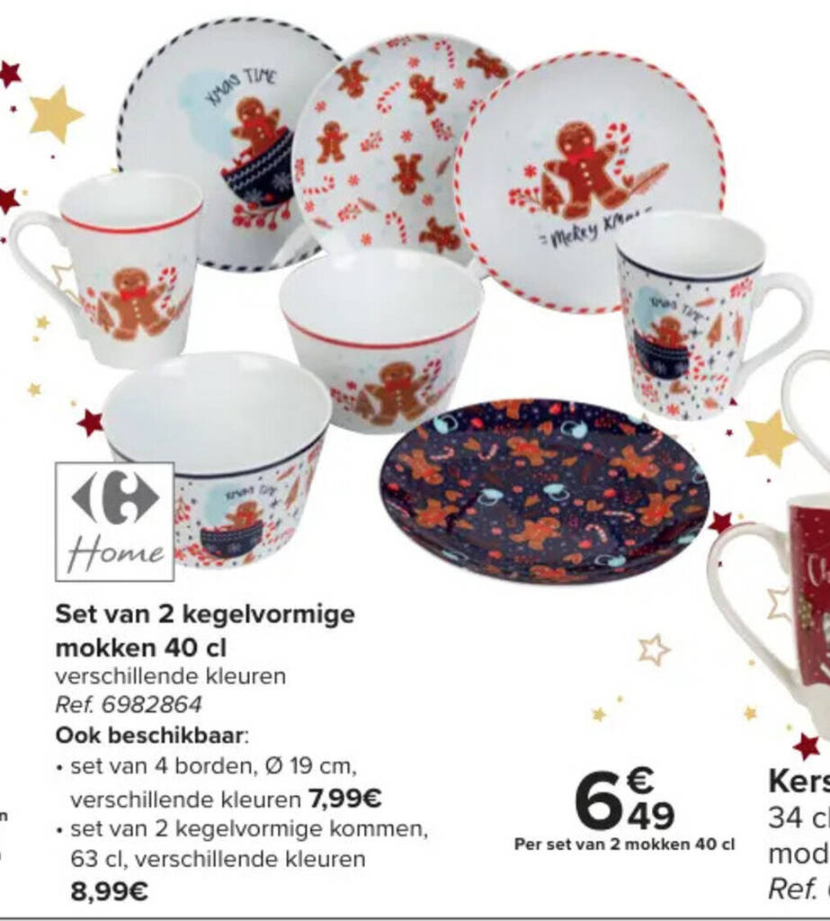 Carrefour Set van 2 kegelvormige mokken 40 cl aanbieding