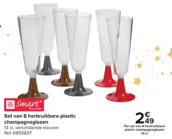 Set van 8 herbruikbare plastic champagneglazen