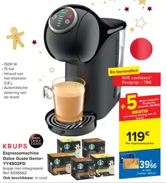 Carrefour KRUPS Espressomachine Dolce Gusto Genio+ YY4502FD aanbieding