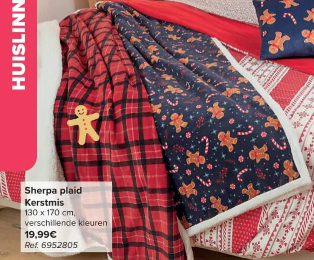 Carrefour Sherpa plaid Kerstmis 130 x 170cm aanbieding