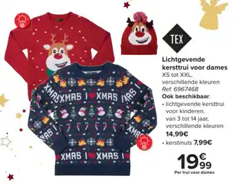 Carrefour Lichtgevende kersttrui voor dames XS tot XXL aanbieding