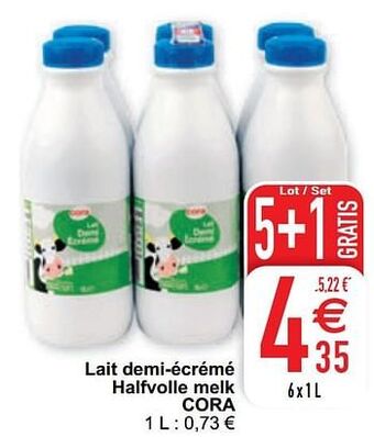 Cora Lait demi-écrémé halfvolle melk cora aanbieding