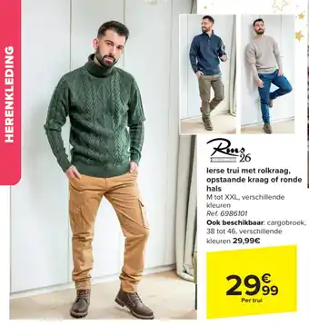 Carrefour lerse trui met rolkraag, opstaande kraag of ronde hals M tot XXL aanbieding