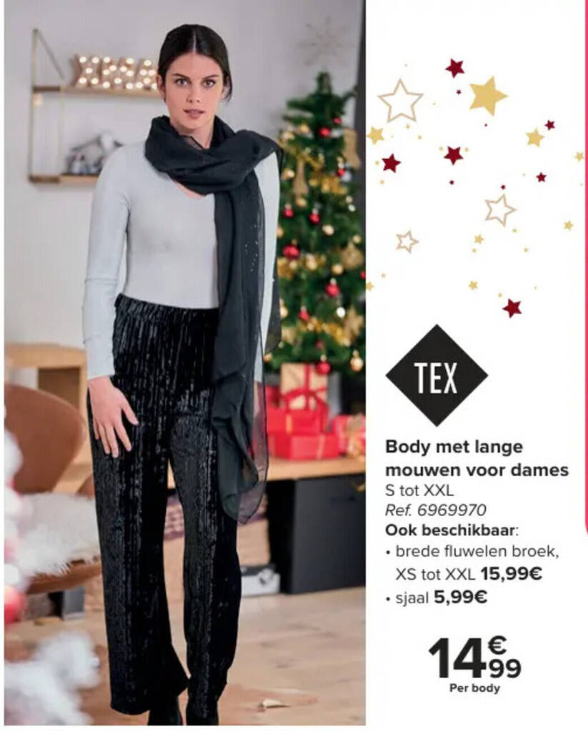 Carrefour Body met lange mouwen voor dames S tot XXL aanbieding