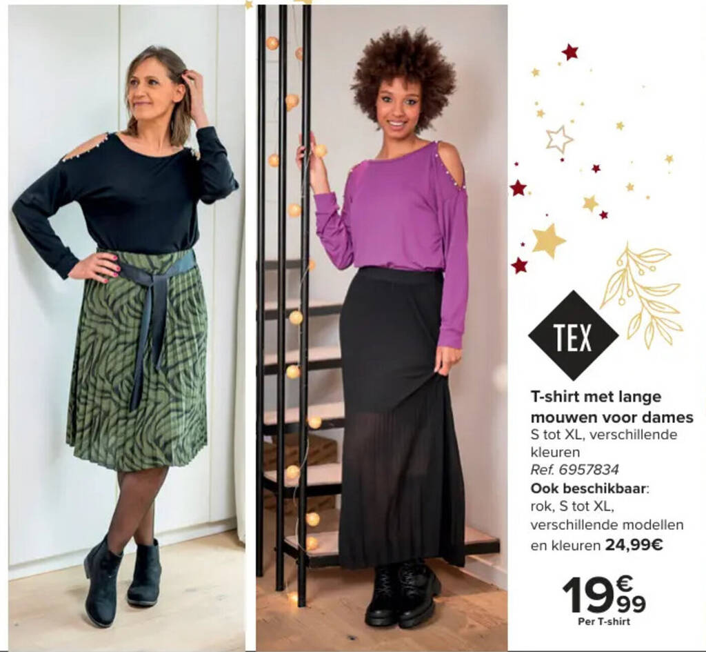 Carrefour T-shirt met lange mouwen voor dames S tot XL aanbieding
