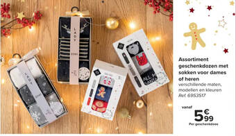 Carrefour Assortiment geschenkdozen met sokken voor dames of heren aanbieding