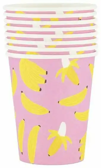 HEMA HEMA Papieren Bekers - 250 Ml - Banaan - 8 Stuks aanbieding