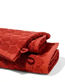 HEMA HEMA Handdoeken - Zware Kwaliteit - Gestipt Terra (terra) aanbieding