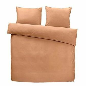 Leen Bakker Easy dekbedovertrek Dean - bronskleur/bruin - 200x200 cm - Leen Bakker aanbieding