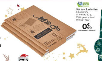 Carrefour Set van 3 schriften 60 pagina's, 14 x 9 cm aanbieding