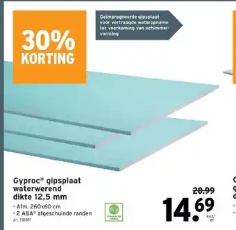 GAMMA Gyproc gipsplaat waterwerend dikte 12,5 mm aanbieding