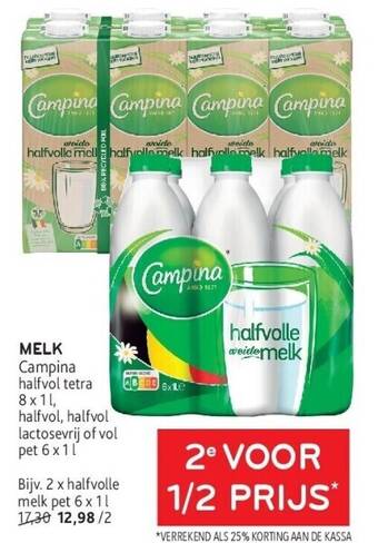 Alvo Melk campina halfvol tetra 8 x 1 l aanbieding