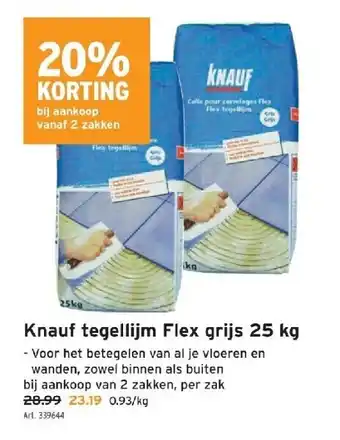 GAMMA Knauf tegellijm flex grijs 25 kg aanbieding