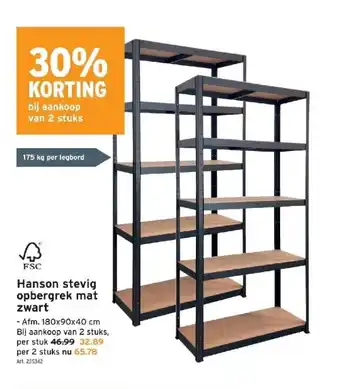 GAMMA Hanson stevig opbergrek mat zwart aanbieding