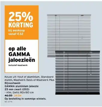 GAMMA Gamma aluminium jaloezie 25 mm zwart (203) aanbieding